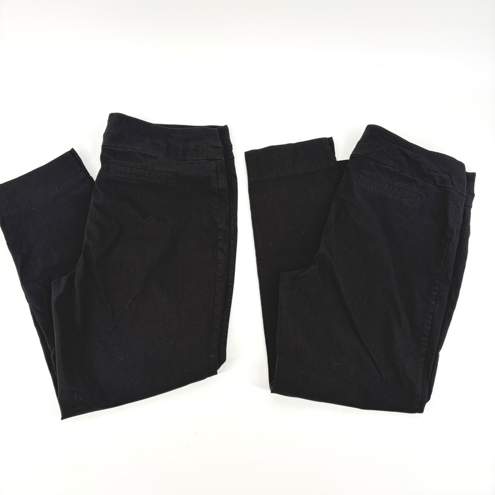 Sharagano Pants Lot of 2 Black Stretch Pull On Cropped Workwear Career 14